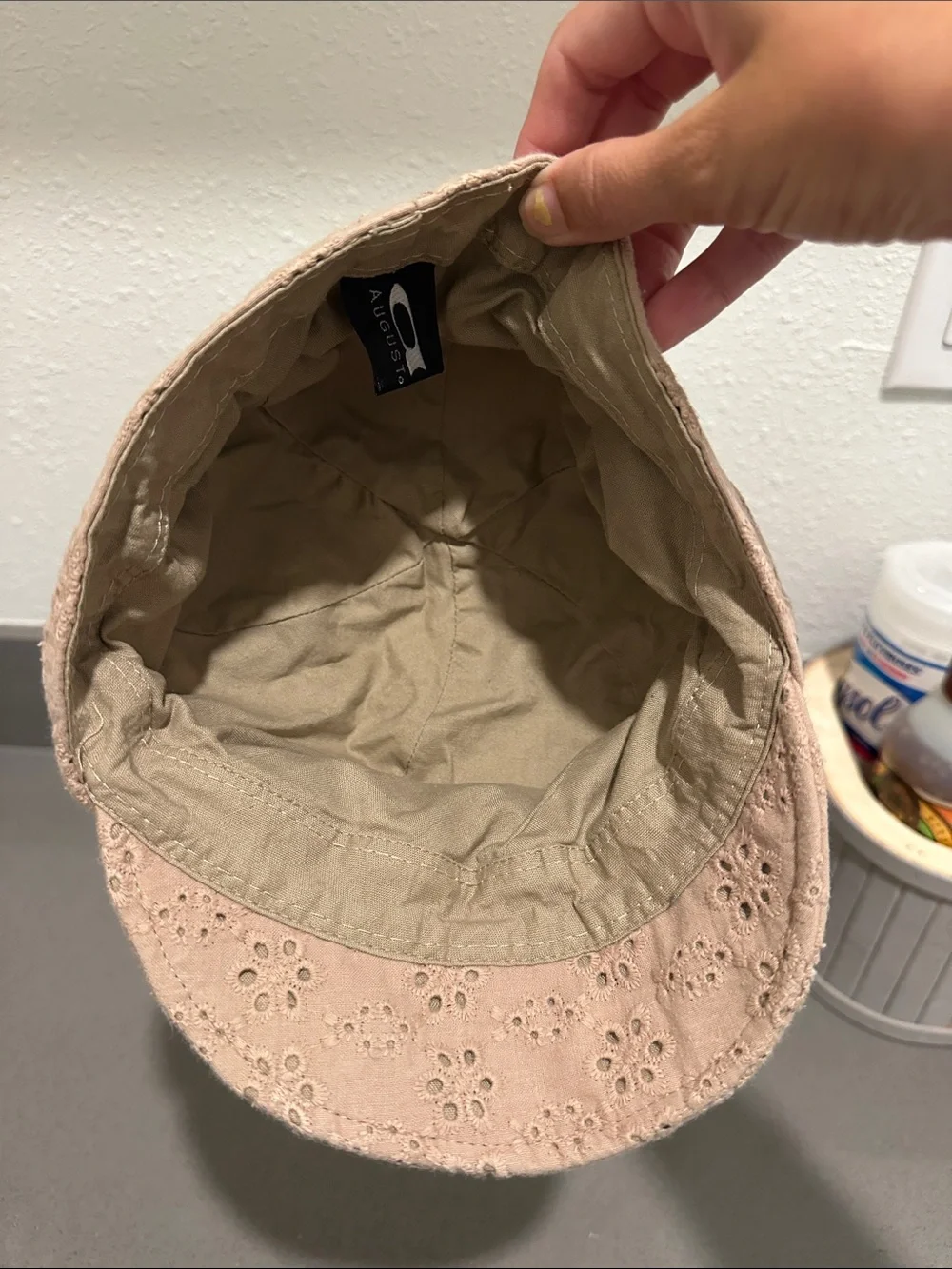 Eyelet Cotton Cadet Cap in Tan